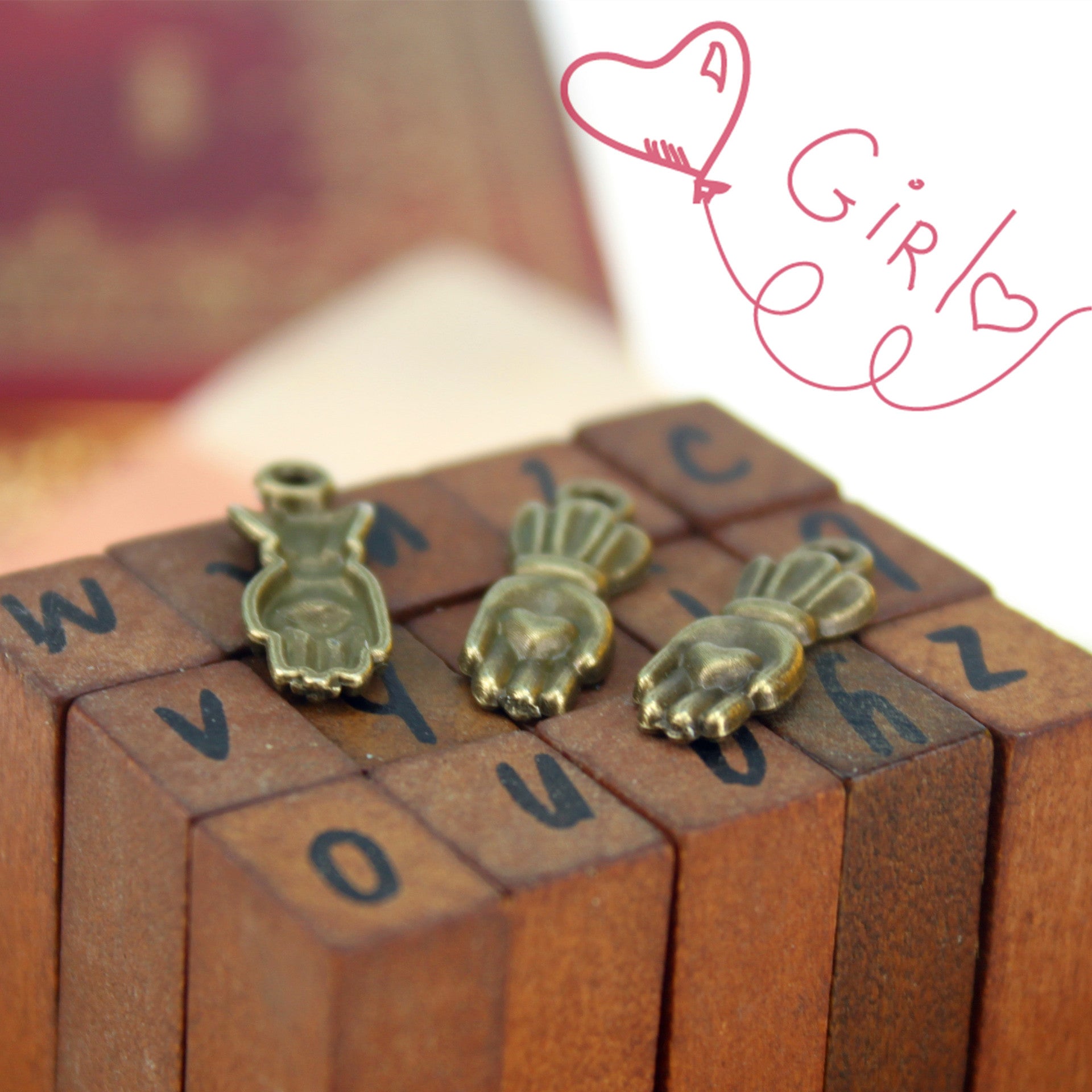 Mini Heart Hand Alloy Charm Pendant 21x7mm