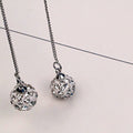 Silver White Clear Look Ball Long Threader Earrings view 5