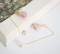 Fabric Flower Pearl Look Long Threader Earrings in Six Colors view 7