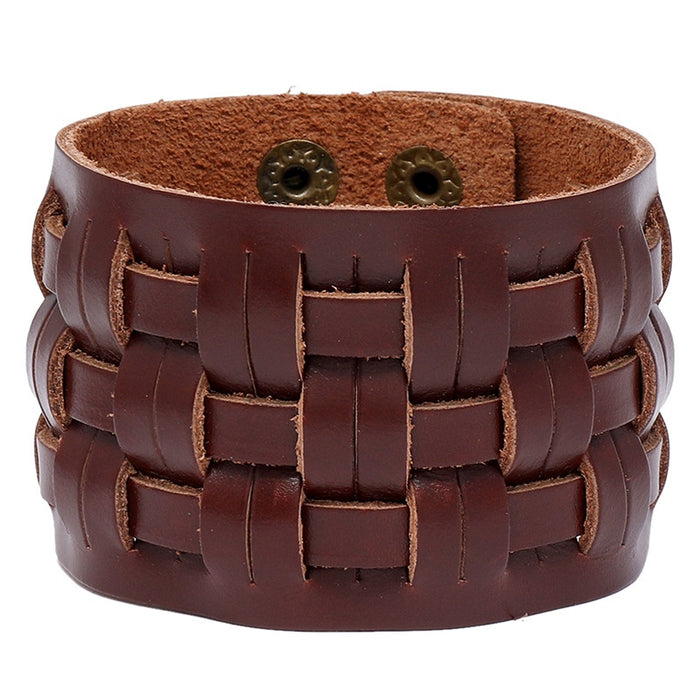 Multi Layer Braided Vintage Cowhide Leather Bracelet Punk Motorcycle Biker Wrist Jewelry