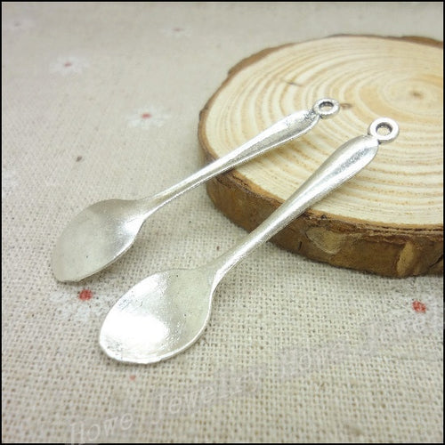 Silver Zinc Alloy Spoon Charm Pendant for DIY Necklace Bracelet Jewelry Making