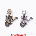 Zinc Alloy Guitar Skull Charm Pendant for DIY Necklace Bracelet Jewelry Making view 1