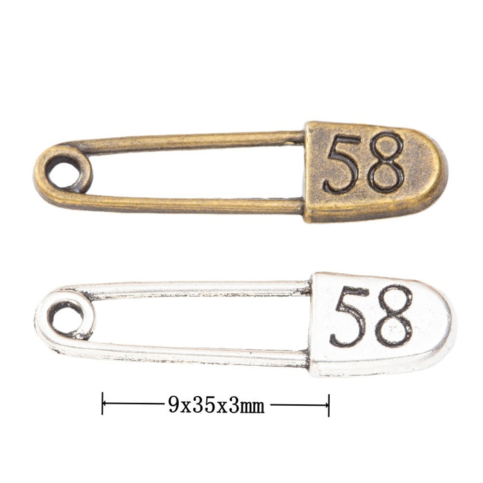 Zinc Alloy Safety Pin Charm Pendant for DIY Necklace Bracelet Jewelry Making