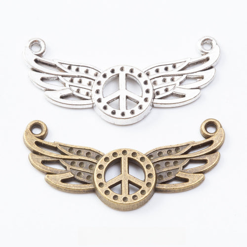 Zinc Alloy Peace Wings Charm Pendant for DIY Necklace Bracelet Jewelry Making