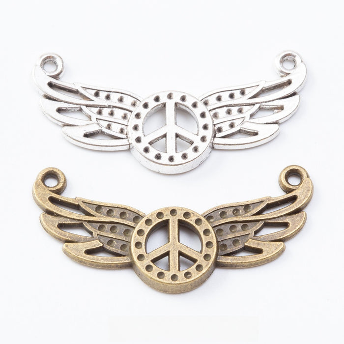 Zinc Alloy Peace Wings Charm Pendant for DIY Necklace Bracelet Jewelry Making