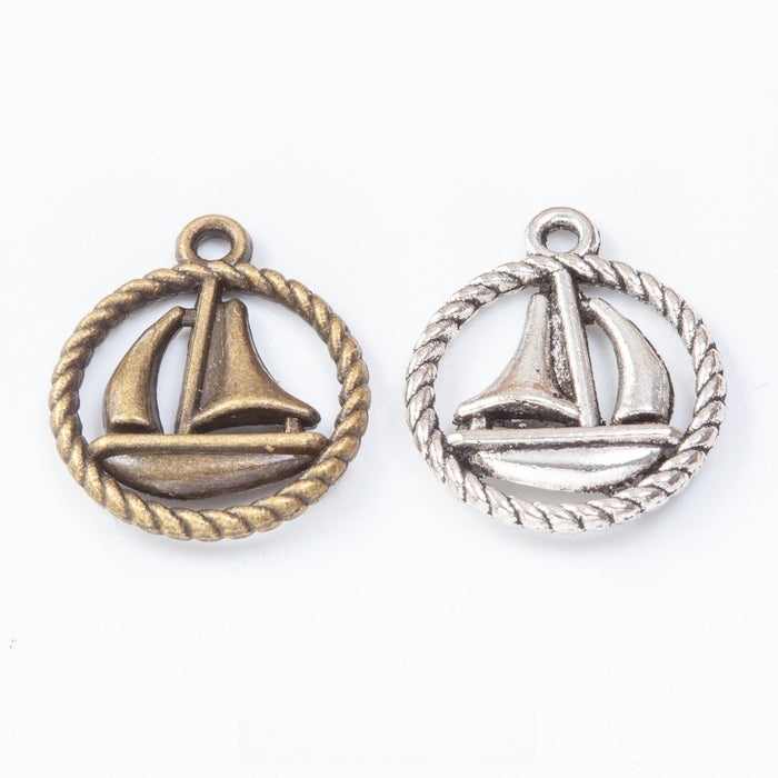 Zinc Alloy Sailboat Charm Pendant for DIY Necklace Bracelet Jewelry Making