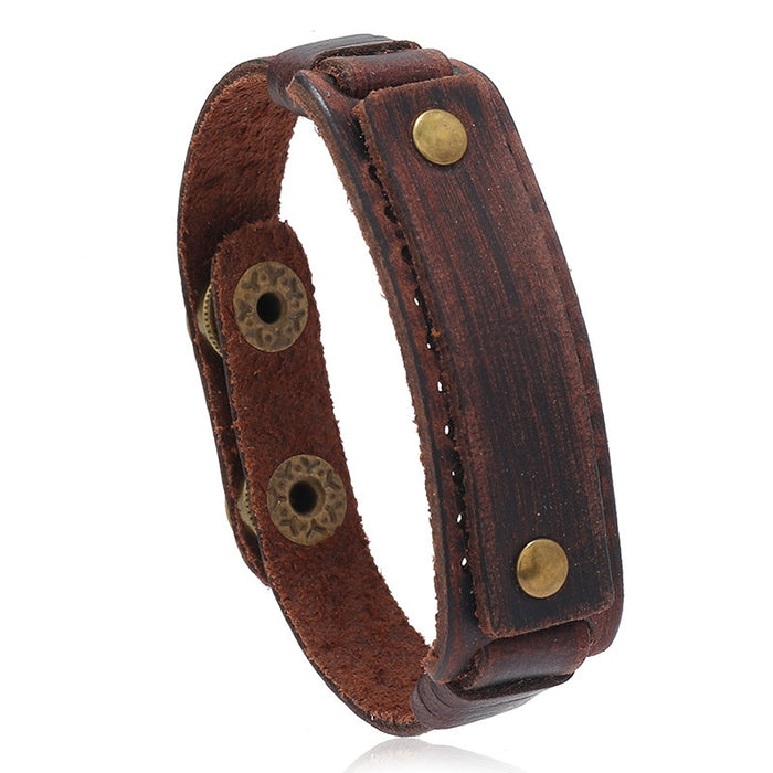 Creative Simple Vintage Cowhide Leather Bracelet Versatile European American Wristband