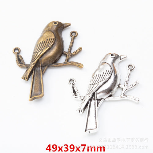 Zinc Alloy Two Birds Charm Pendant No.733525 for DIY Necklace Bracelet Jewelry Making