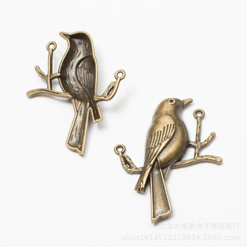 Zinc Alloy Two Birds Charm Pendant No.733525 for DIY Necklace Bracelet Jewelry Making