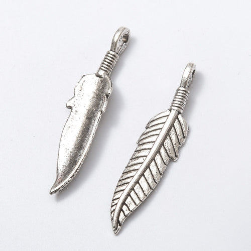 Zinc Alloy Feather Leaf Charm Pendant No.765904 for DIY Necklace Bracelet Jewelry Making