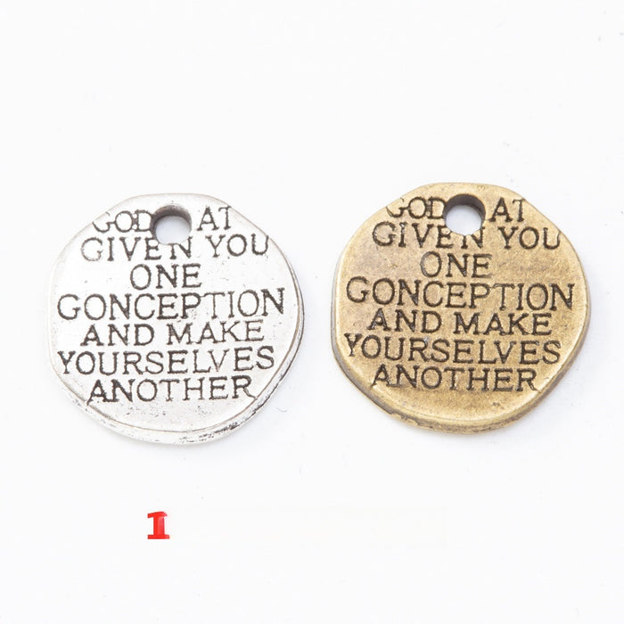 Zinc Alloy Round Tag Charm Pendant No.057501 for DIY Necklace Bracelet Jewelry Making