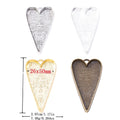 26x50mm Zinc Alloy Heart Charm Pendant for DIY Necklace Bracelet Jewelry Making view 1