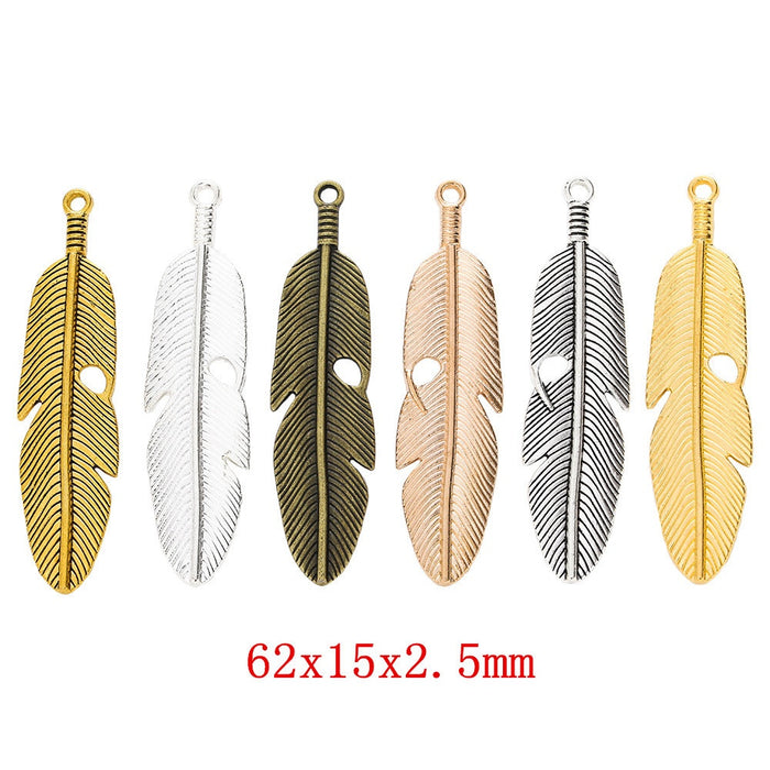 Zinc Alloy Leaf Feather Charm Pendant for DIY Necklace Bracelet Jewelry Making