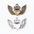 Zinc Alloy Winged Heart Charm Pendant No.171628 for DIY Necklace Bracelet Jewelry Making view 1