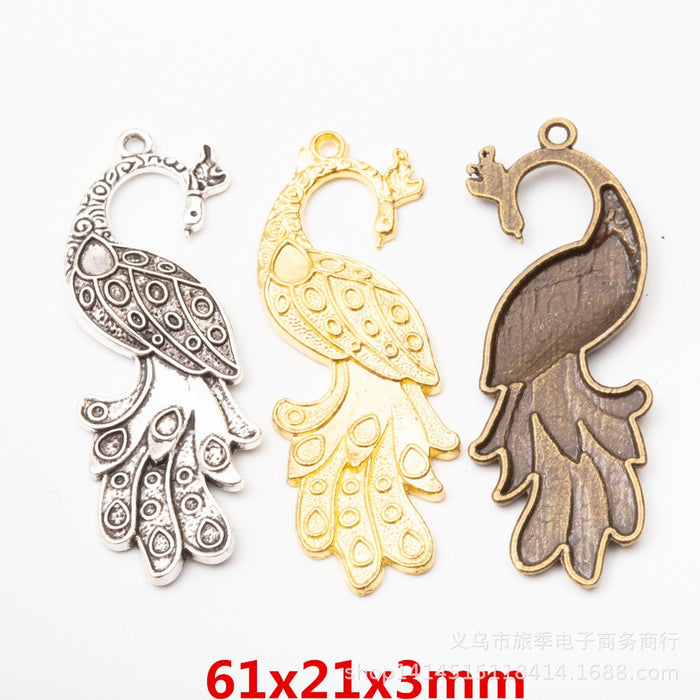 Zinc Alloy Peacock Charm Pendant No.056134 for DIY Necklace Bracelet Jewelry Making