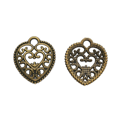 Zinc Alloy Heart Charm Pendant No.799665 for DIY Necklace Bracelet Jewelry Making