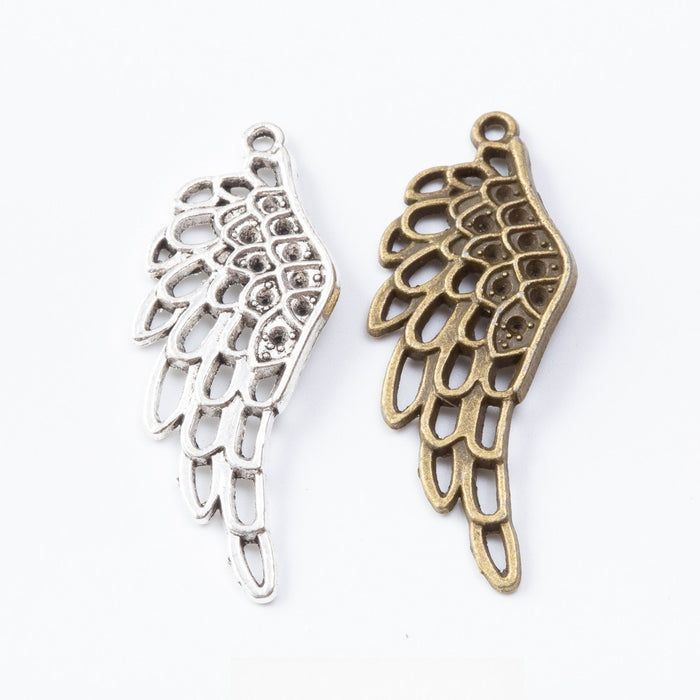 Zinc Alloy Wing Charm Pendant No.262196 for DIY Necklace Bracelet Jewelry Making