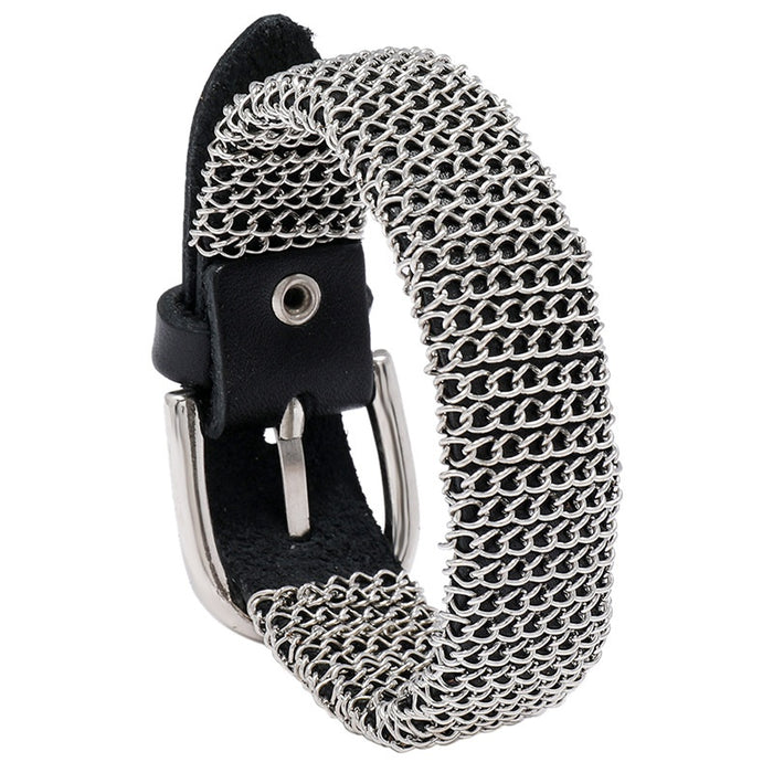 Punk Chain Leather Bracelet Simple Unisex Wristband For Street Dance Performance Accessories