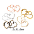 Zinc Alloy Double Hearts Charm Pendant for DIY Necklace Bracelet Jewelry Making view 1
