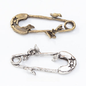 Zinc Alloy Safety Pin Charm Pendant No.096867 for DIY Necklace Bracelet Jewelry Making