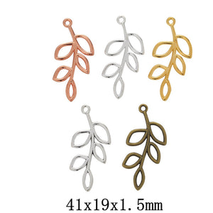 Zinc Alloy Leaf Branch Charm Pendant for DIY Necklace Bracelet Jewelry Making