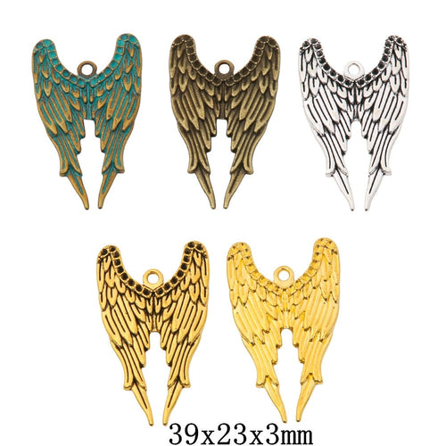 Zinc Alloy Double Wings Charm Pendant No.939196 for DIY Necklace Bracelet Jewelry Making
