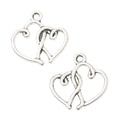 Zinc Alloy Double Heart Charm Pendant No.874105 for DIY Necklace Bracelet Jewelry Making view 2
