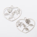 Zinc Alloy Rose Heart Charm Pendant for DIY Necklace Bracelet Jewelry Making view 3