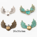 Zinc Alloy Winged Heart Charm Pendant No.892463 for DIY Necklace Bracelet Jewelry Making view 1