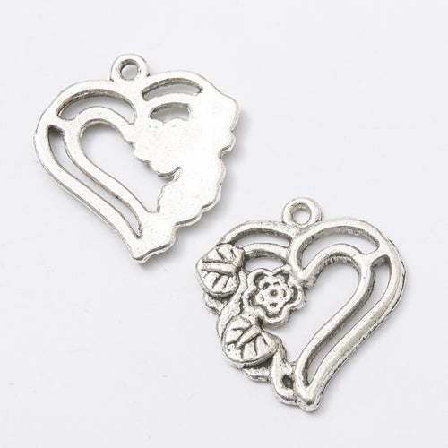 Zinc Alloy Flower Heart Charm Pendant for DIY Necklace Bracelet Jewelry Making