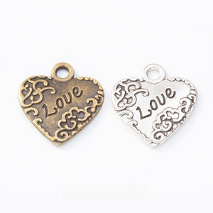 Zinc Alloy Love Heart Charm Pendant No.574454 for DIY Necklace Bracelet Jewelry Making