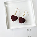 Soft Velvet Look Heart Hook Drop Earrings in Three Colors view 4