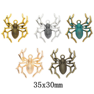 Zinc Alloy Spider Charm Pendant No.041094 for DIY Necklace Bracelet Jewelry Making