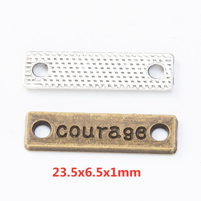 Zinc Alloy Courage Tag Charm Pendant for DIY Necklace Bracelet Jewelry Making
