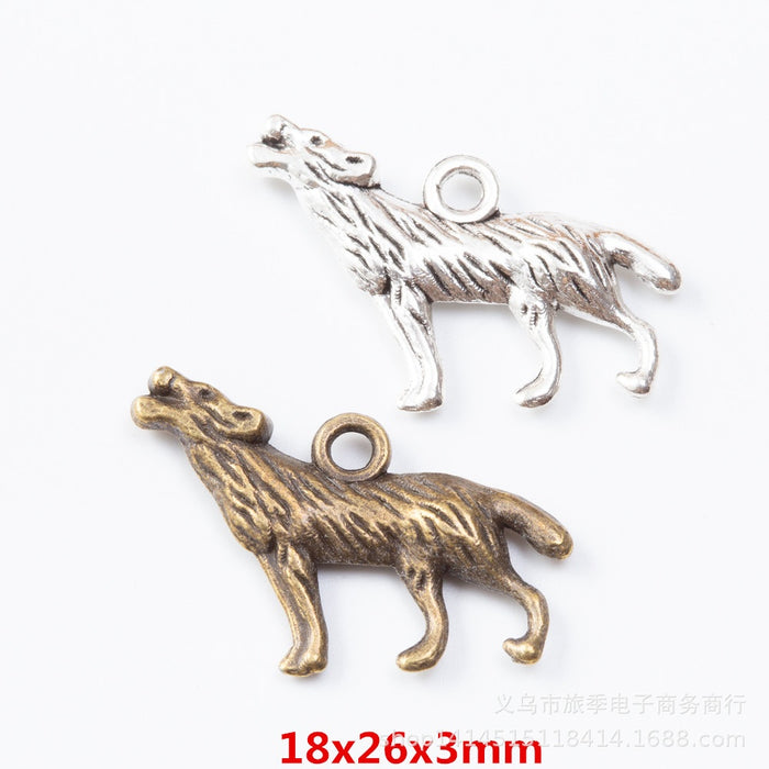 Zinc Alloy Wolf Charm Pendant for DIY Necklace Bracelet Jewelry Making