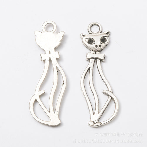 Zinc Alloy Cat Charm Pendant No.981225 for DIY Necklace Bracelet Jewelry Making
