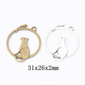 Zinc Alloy Cat And Mouse Charm Pendant for DIY Necklace Bracelet Jewelry Making