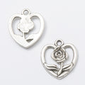 Zinc Alloy Heart Flower Charm Pendant for DIY Necklace Bracelet Jewelry Making view 3