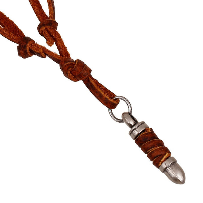 European American Vintage Alloy Spike First Layer Cowhide Leather Necklace For Export