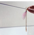 White Pink and Light Blue Feather Wing Chain Earrings view 7