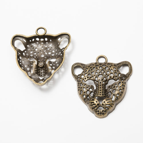 Zinc Alloy Leopard Head Charm Pendant No.212443 for DIY Necklace Bracelet Jewelry Making
