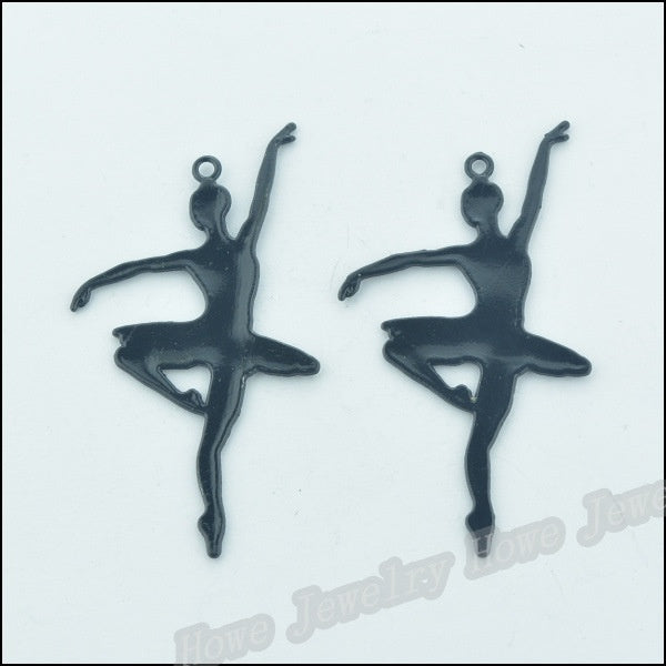 Black Zinc Alloy Ballet Girl Charm Pendant for DIY Necklace Bracelet Jewelry Making