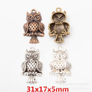 Zinc Alloy Owl Charm Pendant No.891147 for DIY Necklace Bracelet Jewelry Making