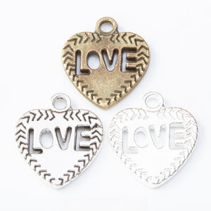 Zinc Alloy Heart Love Charm Pendant for DIY Necklace Bracelet Jewelry Making