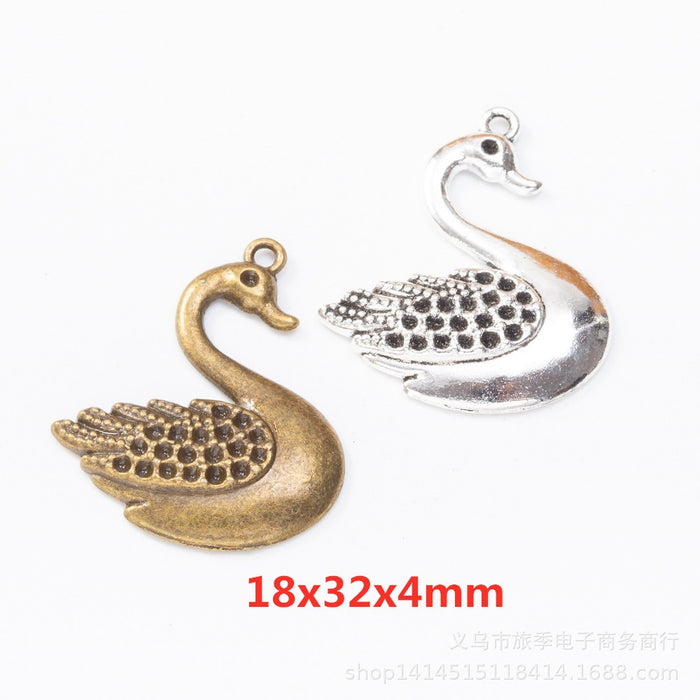 Zinc Alloy Swan Charm Pendant No.007432 for DIY Necklace Bracelet Jewelry Making