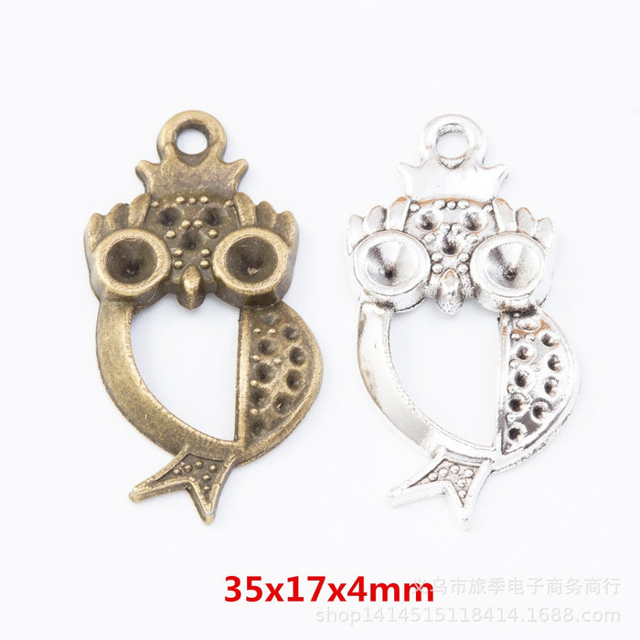 Zinc Alloy Owl Charm Pendant No.006129 for DIY Necklace Bracelet Jewelry Making