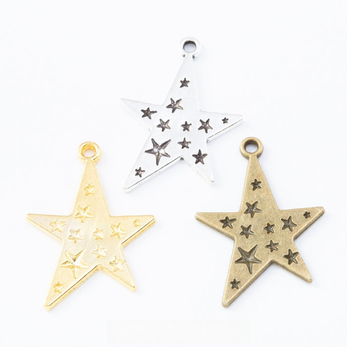 Zinc Alloy Star Charm Pendant No.571462 for DIY Necklace Bracelet Jewelry Making