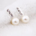 Elegant Korean Style Rhinestone Zircon Bar Faux Pearl Drop Stud Earrings For Women Fashion Jewelry Earrings view 3