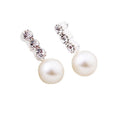 Elegant Korean Style Rhinestone Zircon Bar Faux Pearl Drop Stud Earrings For Women Fashion Jewelry Earrings view 5