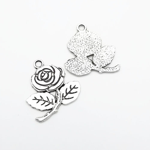 Zinc Alloy Rose Charm Pendant No.474760 for DIY Necklace Bracelet Jewelry Making